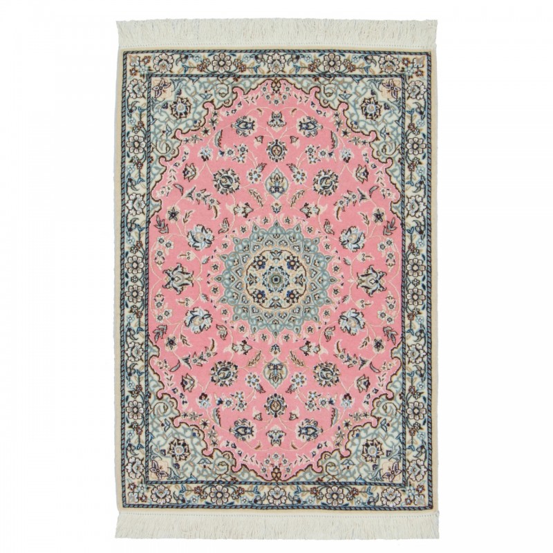 Handwoven Carpet, Corner Medallion Layout, Wool and Silk on Wool Warp, Nain, 81 × 115 cm Ref 10001345
