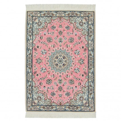 Handwoven Carpet, Corner Medallion Layout, Wool and Silk on Wool Warp, Nain, 81 × 115 cm Ref 10001345