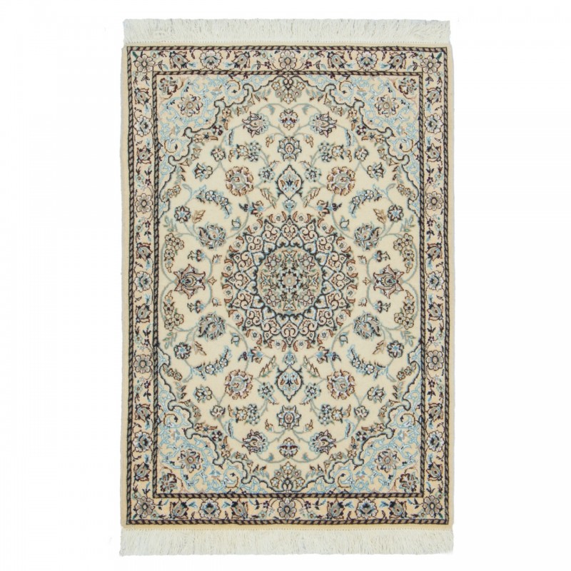 Handwoven Carpet, Corner Medallion Layout, Wool and Silk on Wool Warp, Nain, 78 × 112 cm Ref 10001346