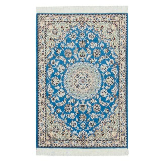 Handwoven Carpet, Corner Medallion Layout, Wool and Silk on Wool Warp, Nain, 80 × 118 cm Ref 10001347