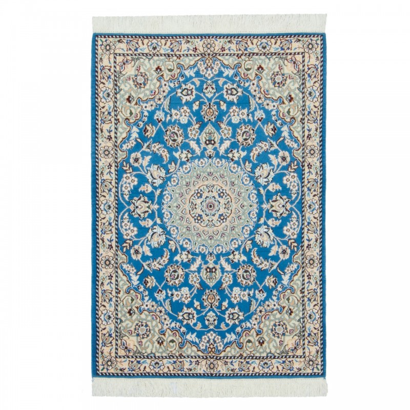 Handwoven Carpet, Corner Medallion Layout, Wool and Silk on Wool Warp, Nain, 80 × 118 cm Ref 10001347