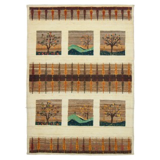 Handwoven Gabbeh, Framed Layout, All Wool, Shiraz, 132 × 184 cm Ref 50201374