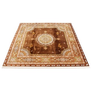 Handwoven Carpet, Plain Field Layout, All Silk, Tabriz, 268 × 275 cm Ref 10700641