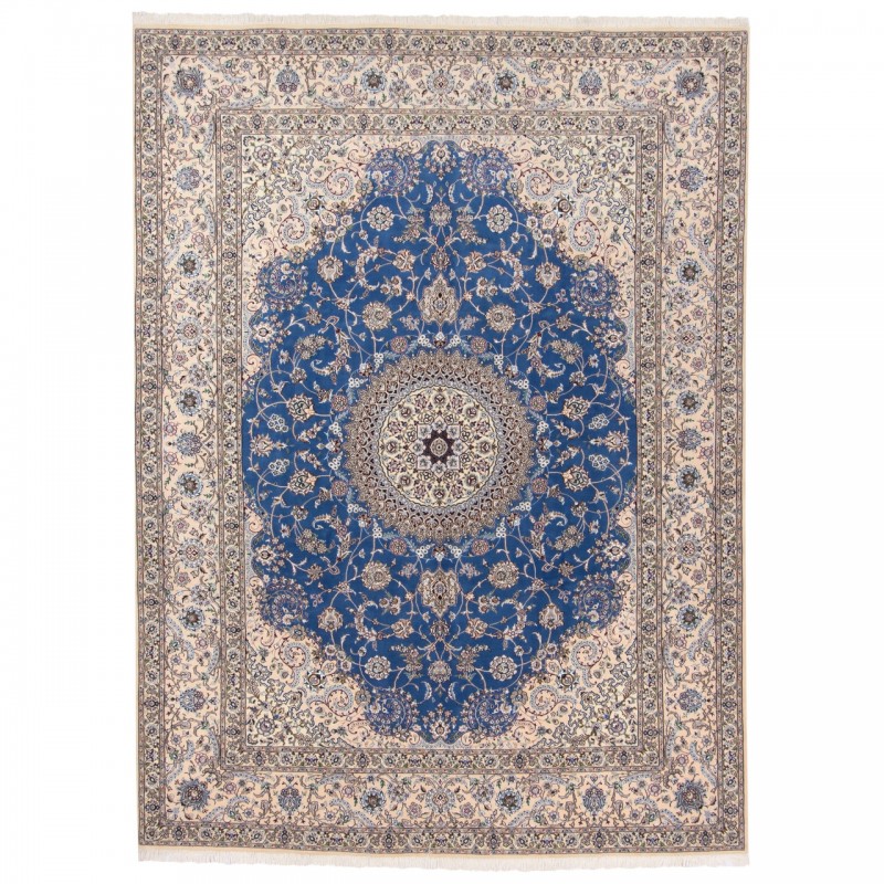 Handwoven Carpet, Corner Medallion Layout, Wool and Silk on Cotton Warp, Nain, 300 × 405 cm Ref 11200776