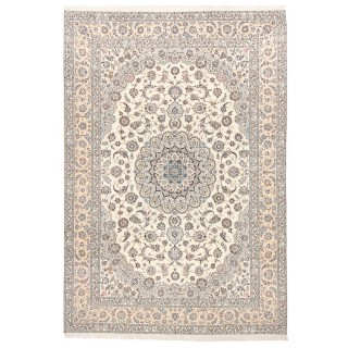 Handwoven Carpet, Corner Medallion Layout, Wool and Silk on Cotton Warp, Nain, 253 × 366 cm Ref 10900793