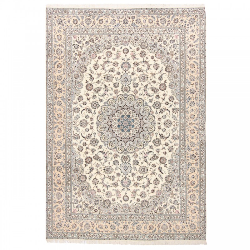 Handwoven Carpet, Corner Medallion Layout, Wool and Silk on Cotton Warp, Nain, 253 × 366 cm Ref 10900793