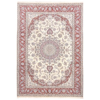 Handwoven Carpet, Corner Medallion Layout, Wool and Silk on Cotton Warp, Nain, 249 × 352 cm Ref 10800794