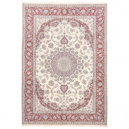 Handwoven Carpet, Corner Medallion Layout, Wool and Silk on Cotton Warp, Nain, 249 × 352 cm Ref 10800794