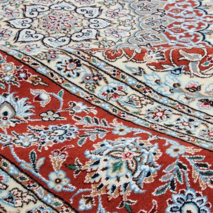 Handwoven Carpet, Corner Medallion Layout, Wool and Silk on Cotton Warp, Nain, 249 × 352 cm Ref 10800794