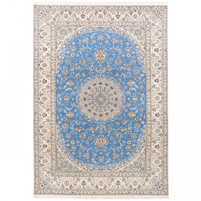 Handwoven Carpet, Corner Medallion Layout, Wool and Silk on Cotton Warp, Nain, 254 × 359 cm Ref 10900795