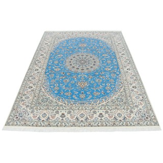 Handwoven Carpet, Corner Medallion Layout, Wool and Silk on Cotton Warp, Nain, 254 × 359 cm Ref 10900795