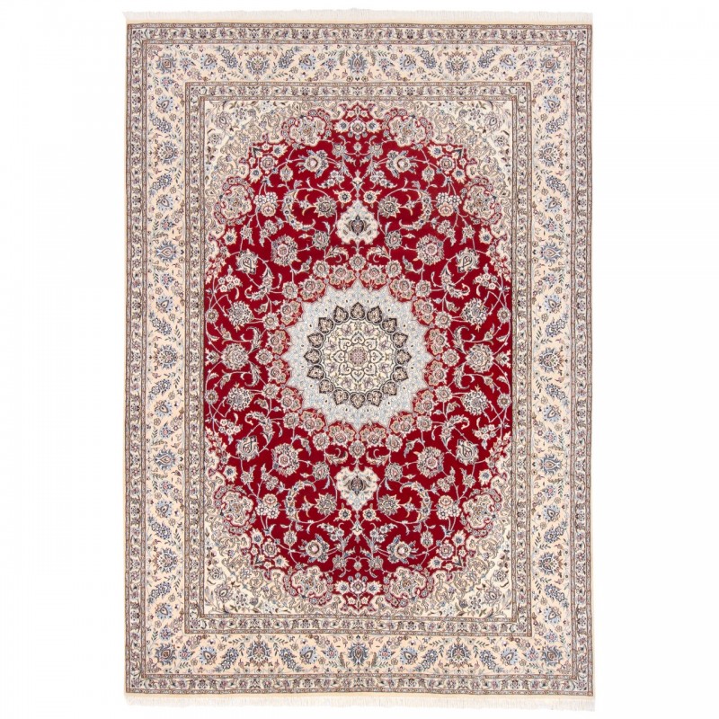 Handwoven Carpet, Corner Medallion Layout, Wool and Silk on Cotton Warp, Nain, 251 × 347 cm Ref 10800796