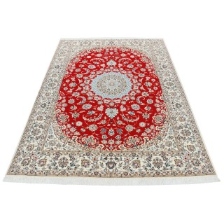 Handwoven Carpet, Corner Medallion Layout, Wool and Silk on Cotton Warp, Nain, 251 × 347 cm Ref 10800796