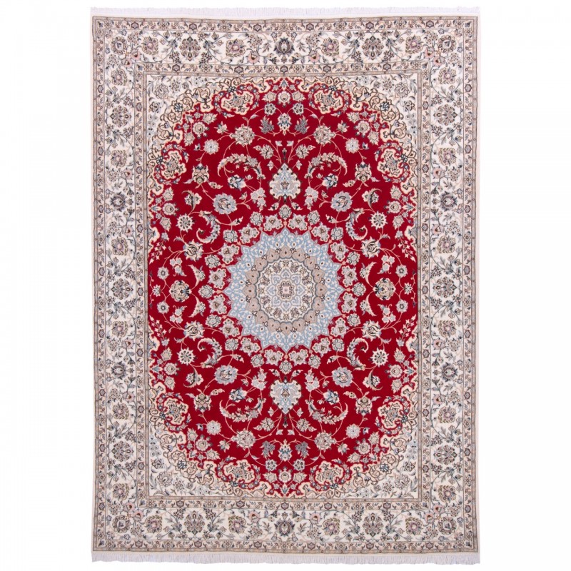 Handwoven Carpet, Corner Medallion Layout, Wool and Silk on Cotton Warp, Nain, 248 × 356 cm Ref 10800797