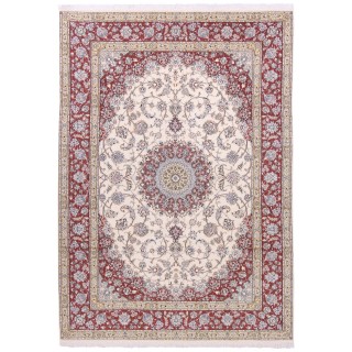 Handwoven Carpet, Corner Medallion Layout, Wool and Silk on Cotton Warp, Nain, 247 × 346 cm Ref 10800798