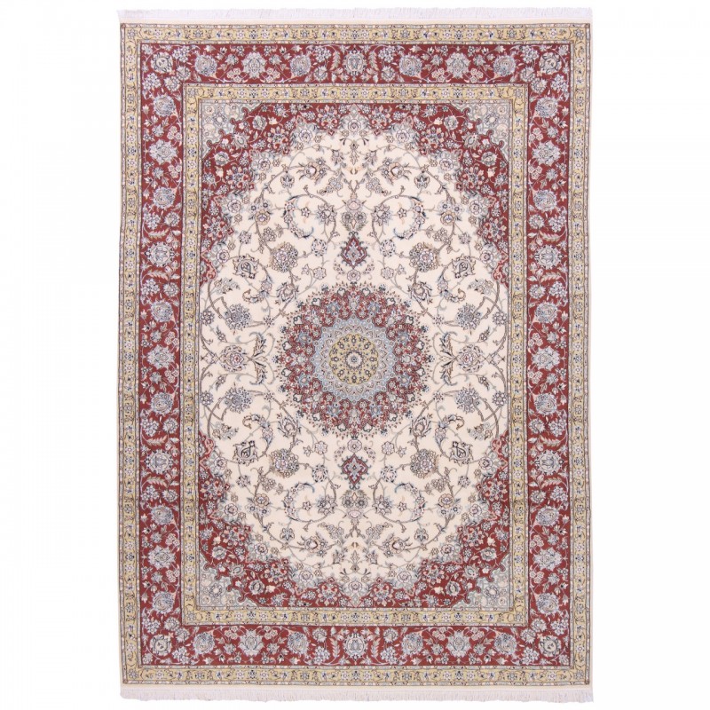 Handwoven Carpet, Corner Medallion Layout, Wool and Silk on Cotton Warp, Nain, 247 × 346 cm Ref 10800798