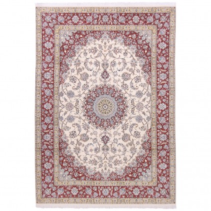 Handwoven Carpet, Corner Medallion Layout, Wool and Silk on Cotton Warp, Nain, 247 × 346 cm Ref 10800798