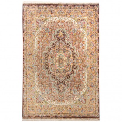 Handwoven Carpet, Corner Medallion Layout, All Silk, Qom, 245 × 360 cm Ref 10800802