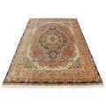 Handwoven Carpet, Corner Medallion Layout, All Silk, Qom, 245 × 360 cm Ref 10800802