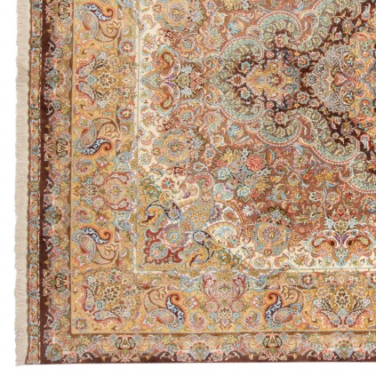 Handwoven Carpet, Corner Medallion Layout, All Silk, Qom, 245 × 360 cm Ref 10800802