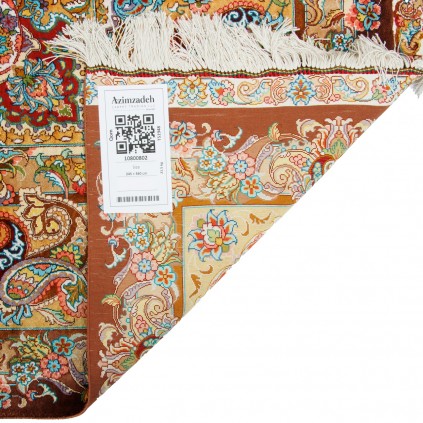 Handwoven Carpet, Corner Medallion Layout, All Silk, Qom, 245 × 360 cm Ref 10800802