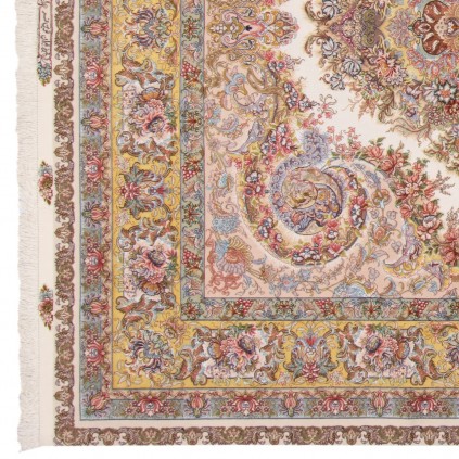 Handwoven Carpet, Corner Medallion Layout, Wool and Silk on Silk Warp, Tabriz, 245 × 360 cm Ref 10800830