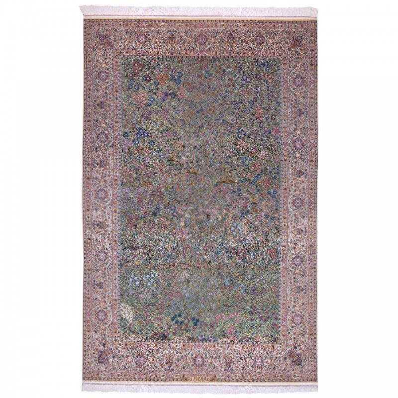 Handwoven Carpet, All-over Layout, Wool and Silk on Silk Warp, Kerman, 171 × 265 cm Ref 10400847