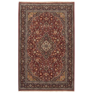 Handwoven Carpet, Corner Medallion Layout, Wool and Silk on Silk Warp, Kashan, 136 × 212 cm Ref 10200848