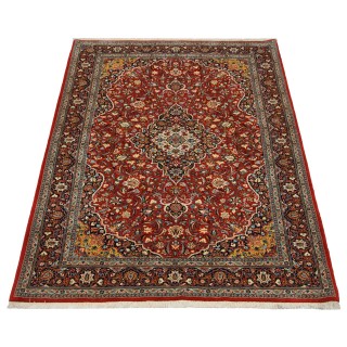 Handwoven Carpet, Corner Medallion Layout, Wool and Silk on Silk Warp, Kashan, 136 × 212 cm Ref 10200848