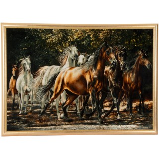 Handwoven Pictorial Rug, All-over Layout, Wool and Silk on Silk Warp, Tabriz, 104 × 150 cm Ref 70100876