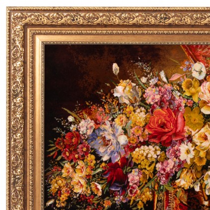 Handwoven Pictorial Rug, All-over Layout, Wool and Silk on Silk Warp, Tabriz, 107 × 55 cm Ref 70000877