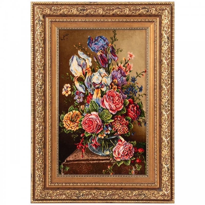 Handwoven Pictorial Rug, All-over Layout, Wool and Silk on Silk Warp, Tabriz, 36 × 60 cm Ref 70000878