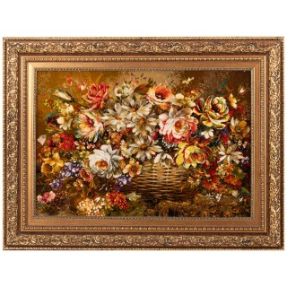 Handwoven Pictorial Rug, All-over Layout, Wool and Silk on Silk Warp, Tabriz, 96 × 49 cm Ref 70000880