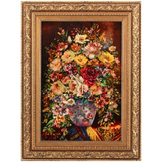 Handwoven Pictorial Rug, All-over Layout, Wool and Silk on Silk Warp, Tabriz, 45 × 70 cm Ref 70000881