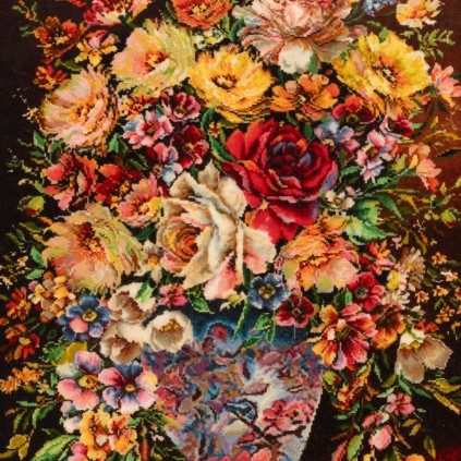 Handwoven Pictorial Rug, All-over Layout, Wool and Silk on Silk Warp, Tabriz, 45 × 70 cm Ref 70000881