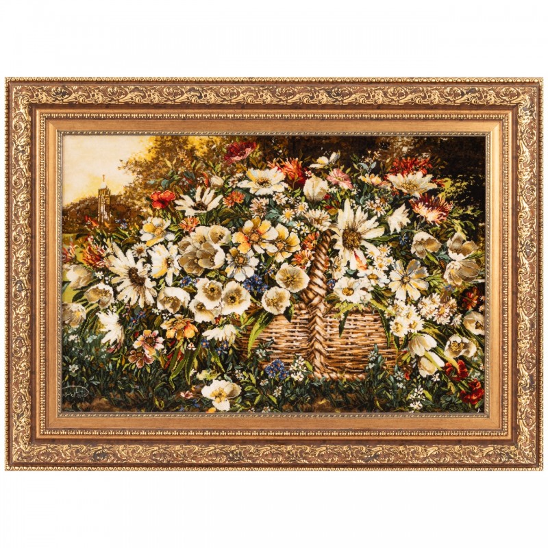 Handwoven Pictorial Rug, All-over Layout, Wool and Silk on Silk Warp, Tabriz, 88 × 55 cm Ref 70000882