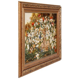 Handwoven Pictorial Rug, All-over Layout, Wool and Silk on Silk Warp, Tabriz, 88 × 55 cm Ref 70000882