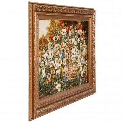 Handwoven Pictorial Rug, All-over Layout, Wool and Silk on Silk Warp, Tabriz, 88 × 55 cm Ref 70000882