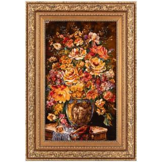 Handwoven Pictorial Rug, All-over Layout, Wool and Silk on Silk Warp, Tabriz, 60 × 68 cm Ref 70000883
