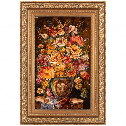 Handwoven Pictorial Rug, All-over Layout, Wool and Silk on Silk Warp, Tabriz, 60 × 68 cm Ref 70000883