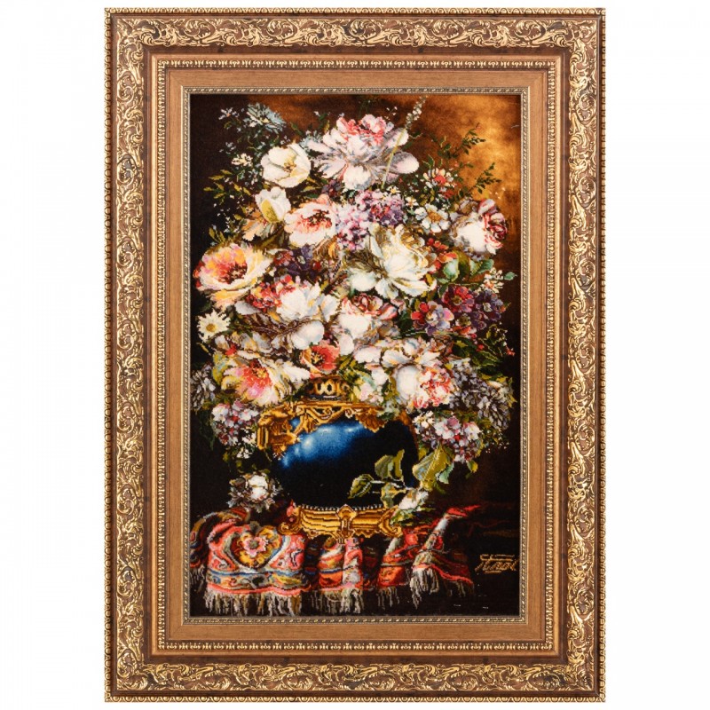 Handwoven Pictorial Rug, All-over Layout, Wool and Silk on Silk Warp, Tabriz, 44 × 70 cm Ref 70000884