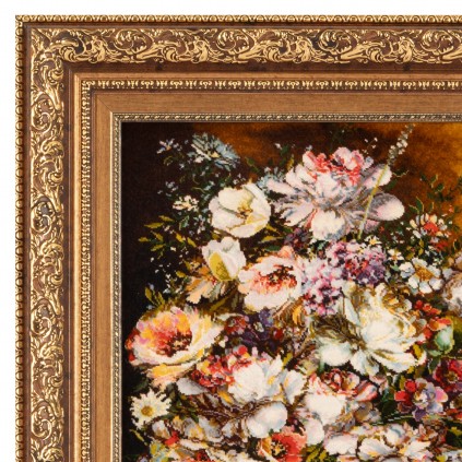 Handwoven Pictorial Rug, All-over Layout, Wool and Silk on Silk Warp, Tabriz, 44 × 70 cm Ref 70000884