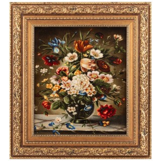 Handwoven Pictorial Rug, All-over Layout, Wool and Silk on Silk Warp, Tabriz, 42 × 50 cm Ref 70000885