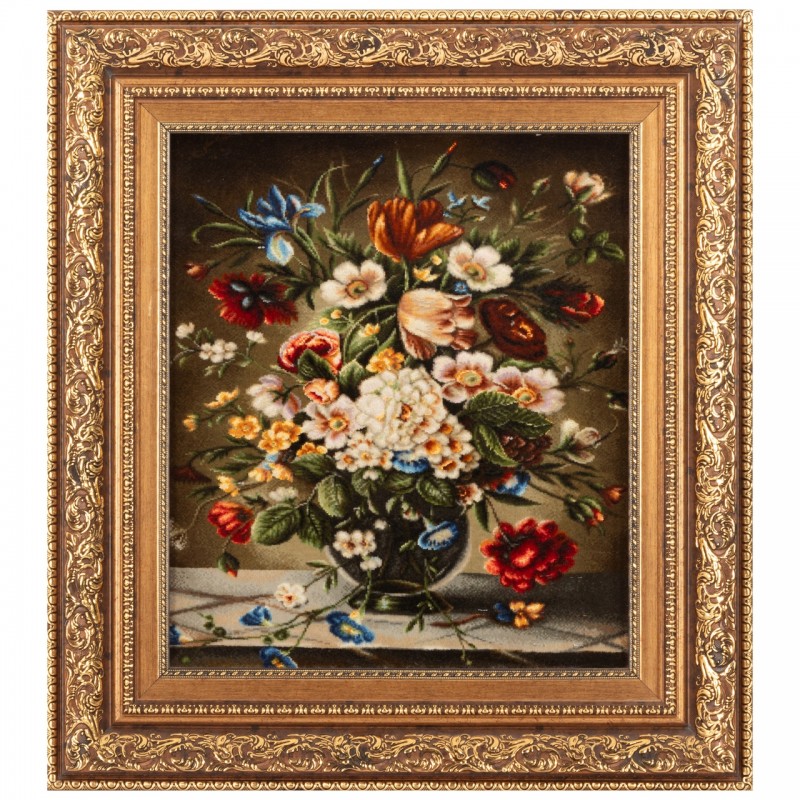 Handwoven Pictorial Rug, All-over Layout, Wool and Silk on Silk Warp, Tabriz, 42 × 50 cm Ref 70000885