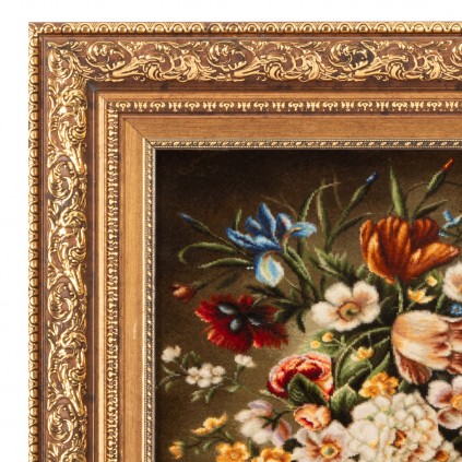 Handwoven Pictorial Rug, All-over Layout, Wool and Silk on Silk Warp, Tabriz, 42 × 50 cm Ref 70000885