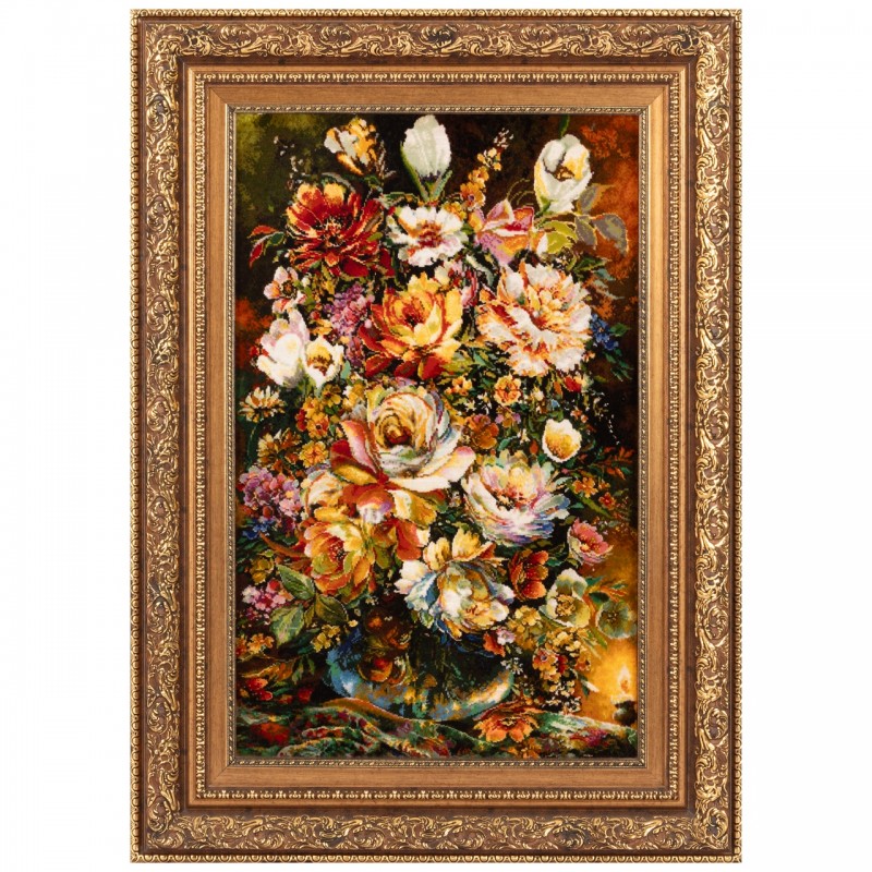 Handwoven Pictorial Rug, All-over Layout, Wool and Silk on Silk Warp, Tabriz, 53 × 69 cm Ref 70000887