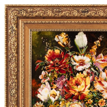 Handwoven Pictorial Rug, All-over Layout, Wool and Silk on Silk Warp, Tabriz, 53 × 69 cm Ref 70000887