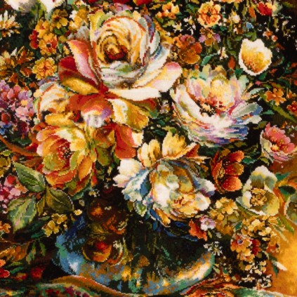 Handwoven Pictorial Rug, All-over Layout, Wool and Silk on Silk Warp, Tabriz, 53 × 69 cm Ref 70000887