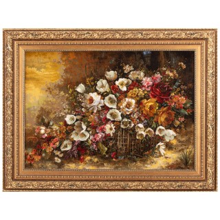 Handwoven Pictorial Rug, All-over Layout, Wool and Silk on Silk Warp, Tabriz, 85 × 60 cm Ref 70000888