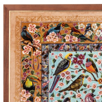 Handwoven Pictorial Rug, All-over Layout, All Silk, Qom, 127 × 85 cm Ref 70100889